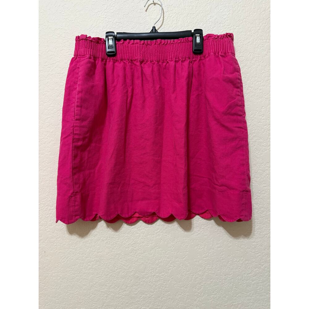 J.Crew Women's Size 14 Pink‎ Linen Cotton Scallop Hem Skirt